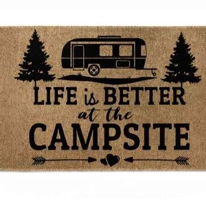 Rustic Brown and Black Camping Doormat